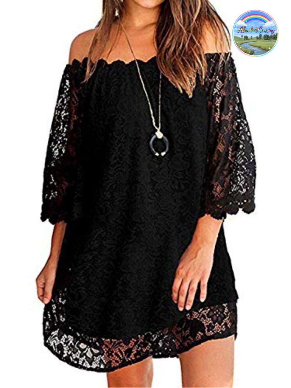 Women's Sexy Off Shoulder Lace Floral Shift Dress Flowy Mini Cocktail